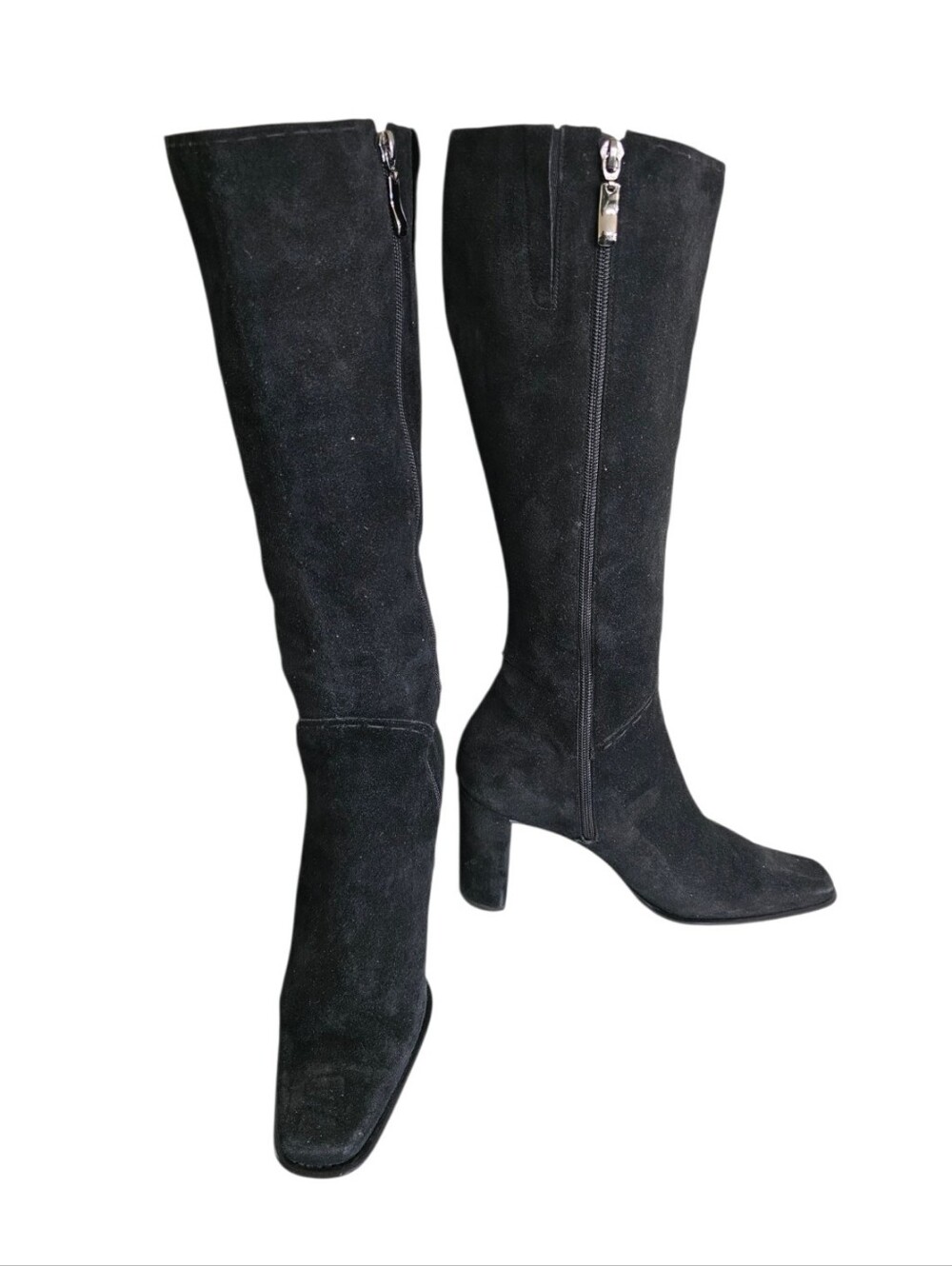 Vintage Enzo Angiolini Women's Suede Leather Knee High Boots Black - Size 10